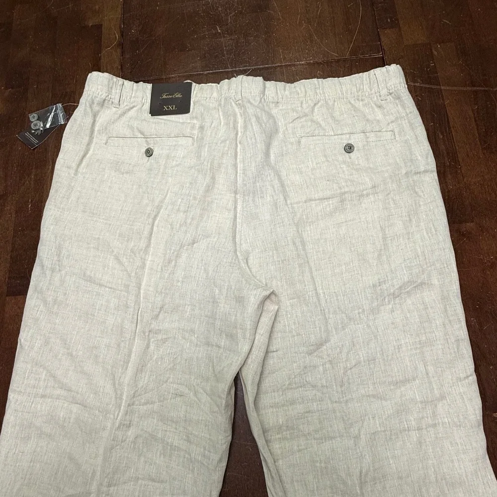 New Tasso Elba Island Linen Pants Mens XXL 42/32 Natural Drawstring 61511NATKH
